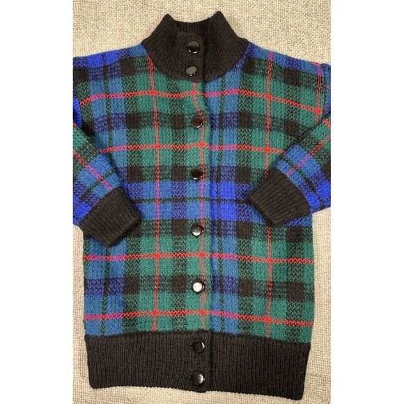 Vtg IB Diffusion Sweater Womens XS Plaid‎ Wool Mohair Blend Cardigan 80s 90s - Picture 3 of 11